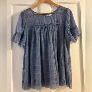Max Studio dusty blue blouse, 1x